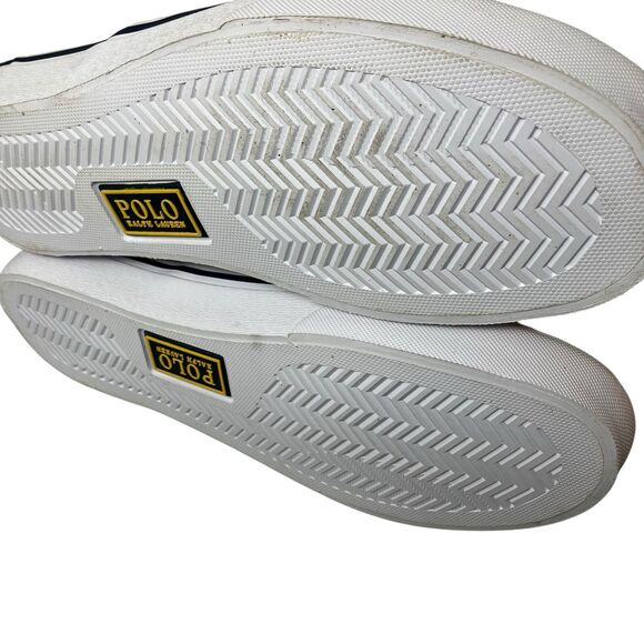 POLO RALPH LAUREN Sneakers Mens 9.5 Cream Canvas Slip On MADRAS BEAR Keaton Boat main image 3